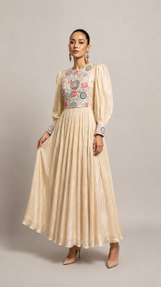 Ivory Embroidered Anarkali Dress