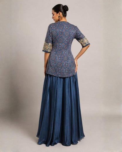 Blue Heritage Print Asymmetric Co-Ord Set