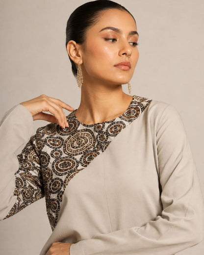 Grey Printed Yoke Co-Ord Set