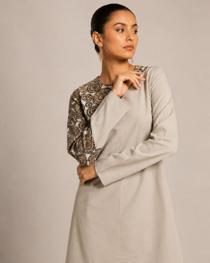 Grey Printed Yoke Co-Ord Set