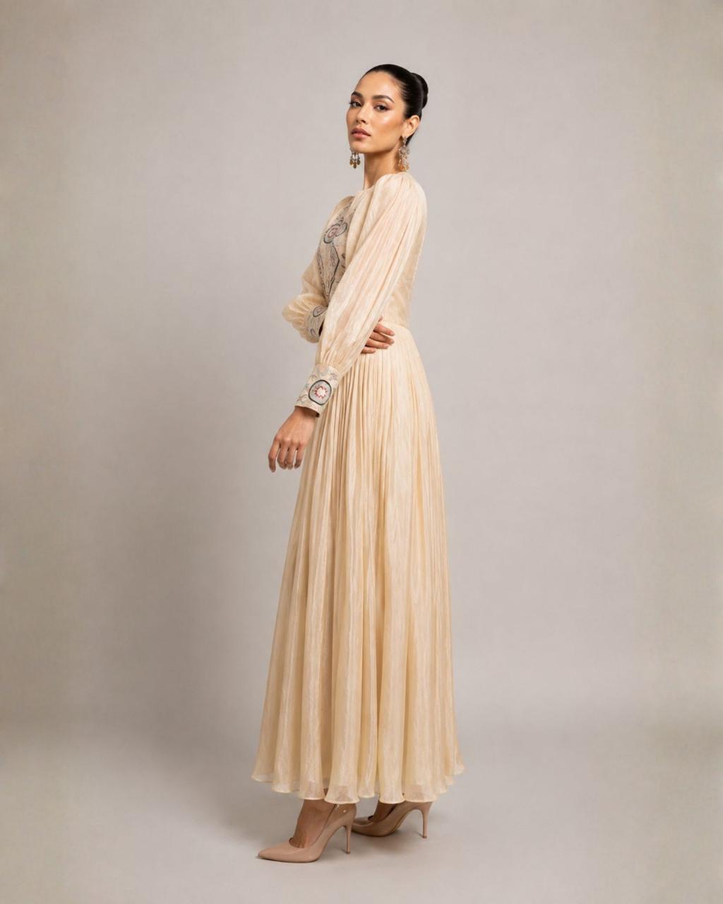 Ivory Embroidered Anarkali Dress