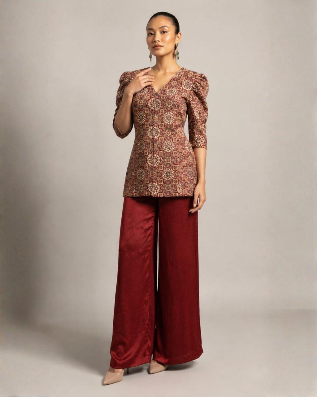 Heritage Print Red Peplum Co-Ord Set