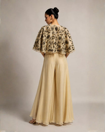 Floral Embroidered Cape Co-Ord Set