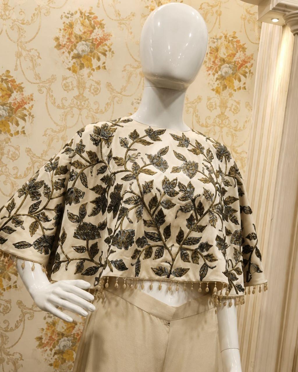 Floral Embroidered Cape Co-Ord Set