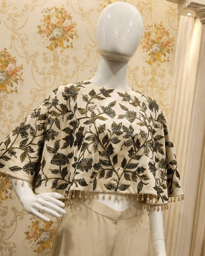 Floral Embroidered Cape Co-Ord Set