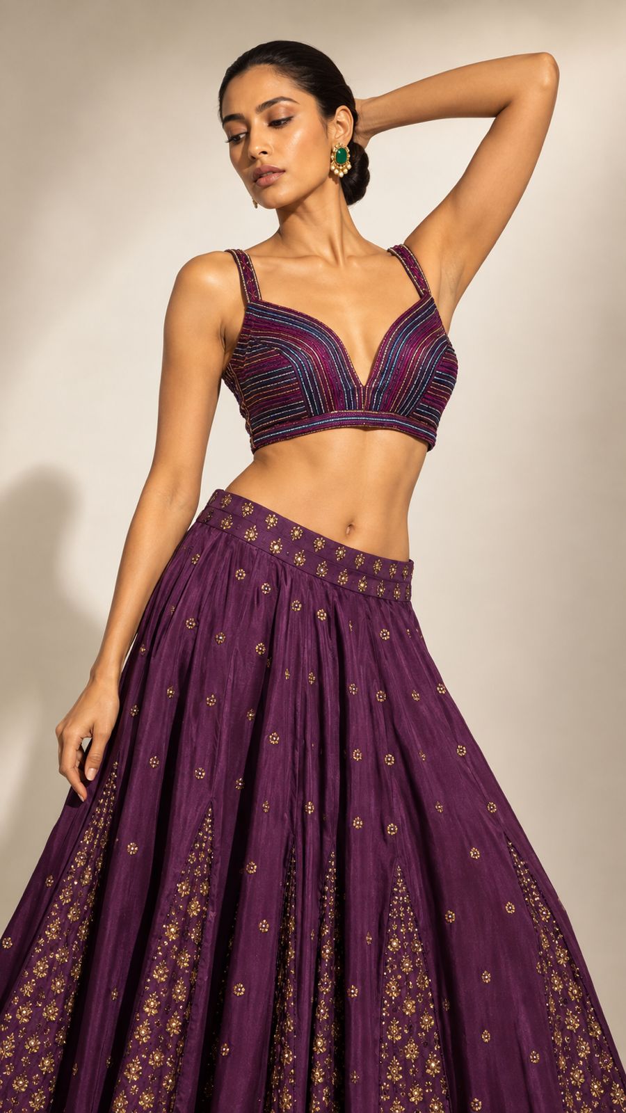 Regal Plum Embroidered Lehenga Set