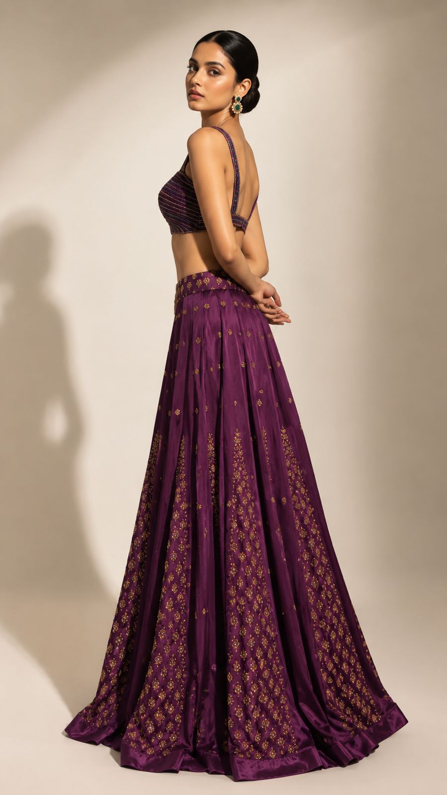 Regal Plum Embroidered Lehenga Set