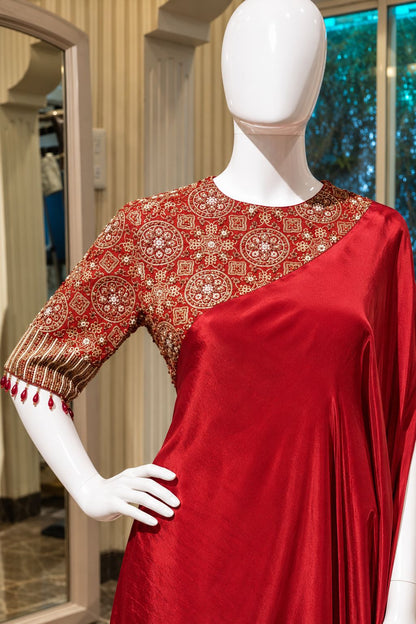Crimson Aria Draped Kurta Set