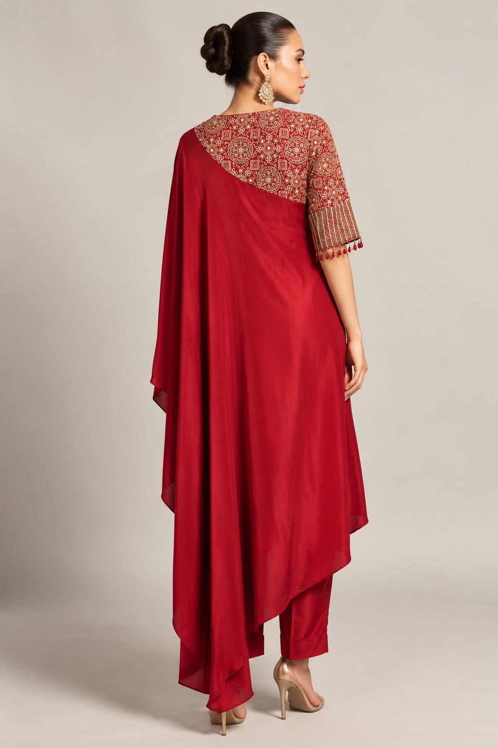 Crimson Aria Draped Kurta Set