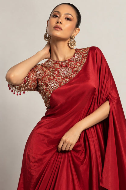 Crimson Aria Draped Kurta Set