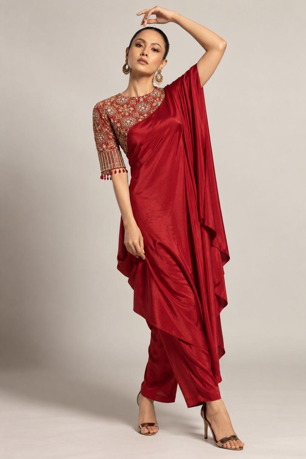 Crimson Aria Draped Kurta Set