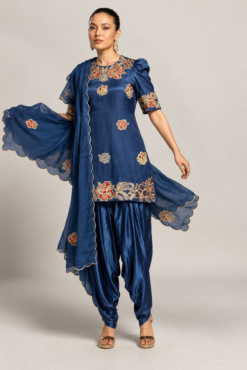Cobalt Gulmohar Sharara Set