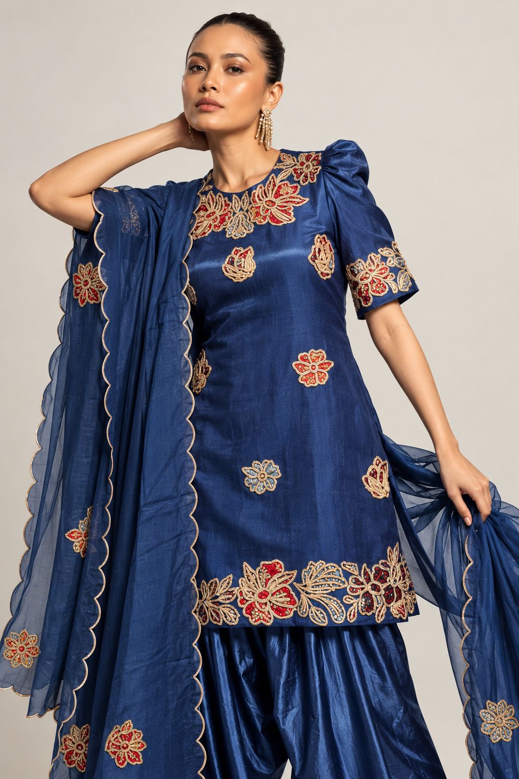 Cobalt Gulmohar Sharara Set