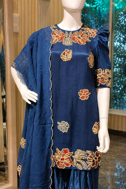 Cobalt Gulmohar Sharara Set