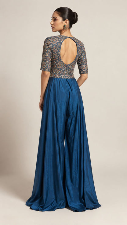 Cobalt Mosaic Palazzo Jumpsuit