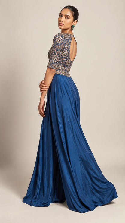 Cobalt Mosaic Palazzo Jumpsuit