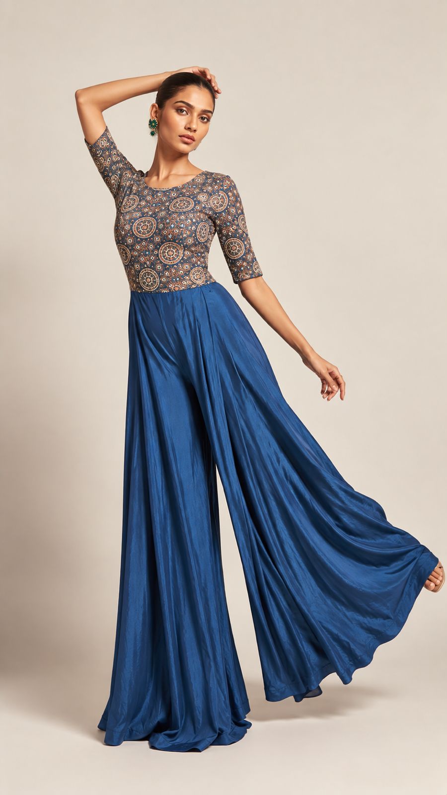 Cobalt Mosaic Palazzo Jumpsuit