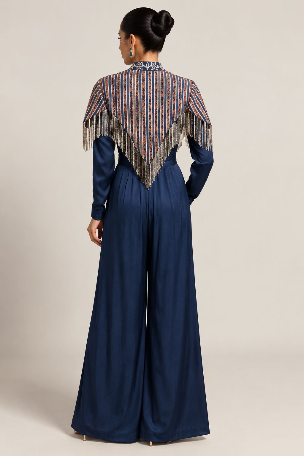 Midnight Zari Fringe Jumpsuit