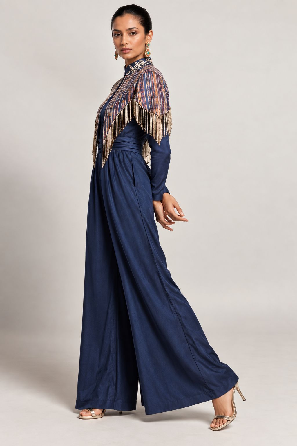 Midnight Zari Fringe Jumpsuit