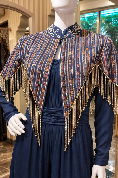 Midnight Zari Fringe Jumpsuit