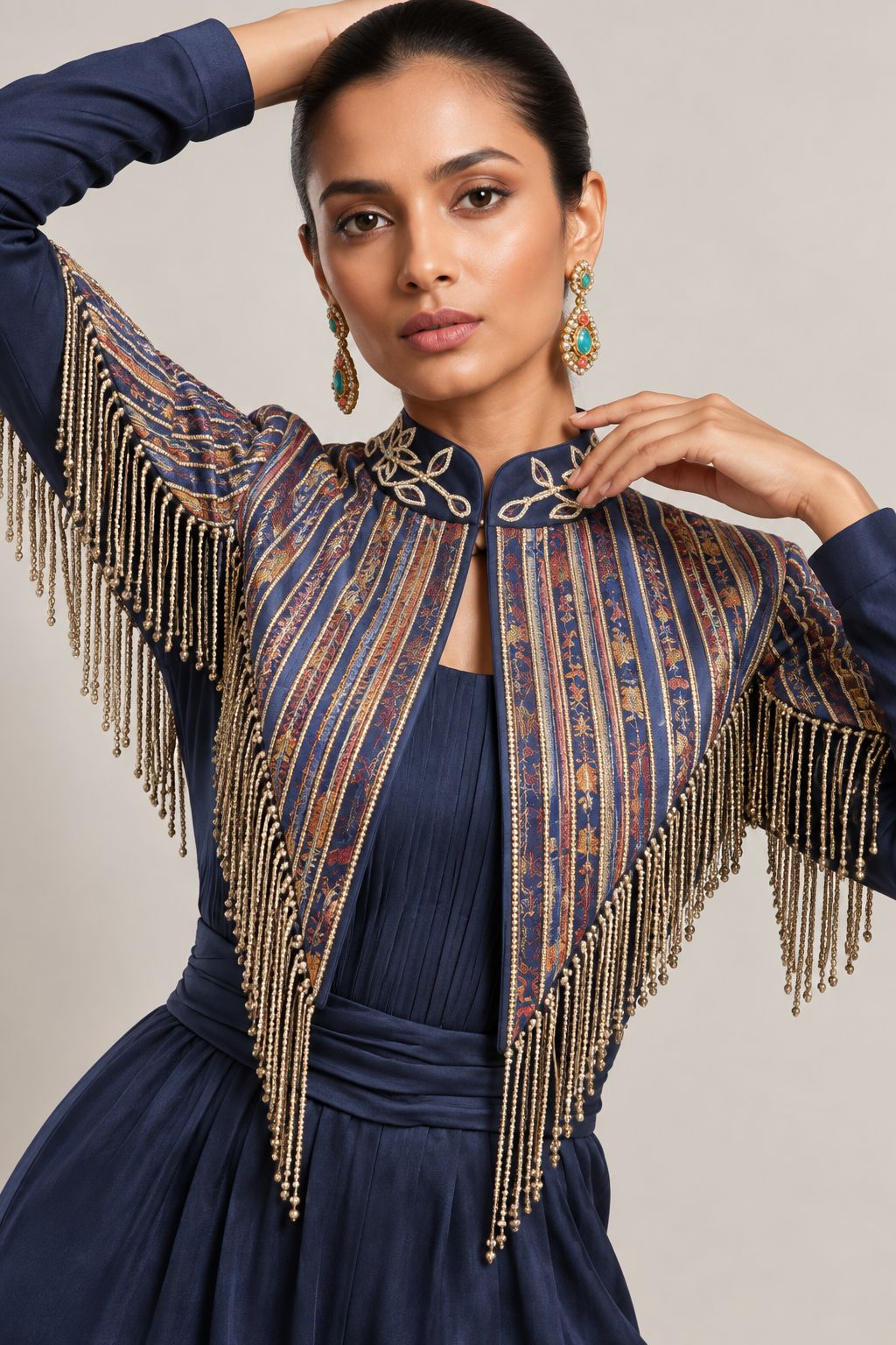 Midnight Zari Fringe Jumpsuit