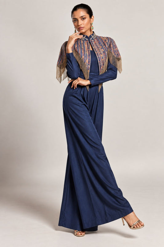 Midnight Zari Fringe Jumpsuit
