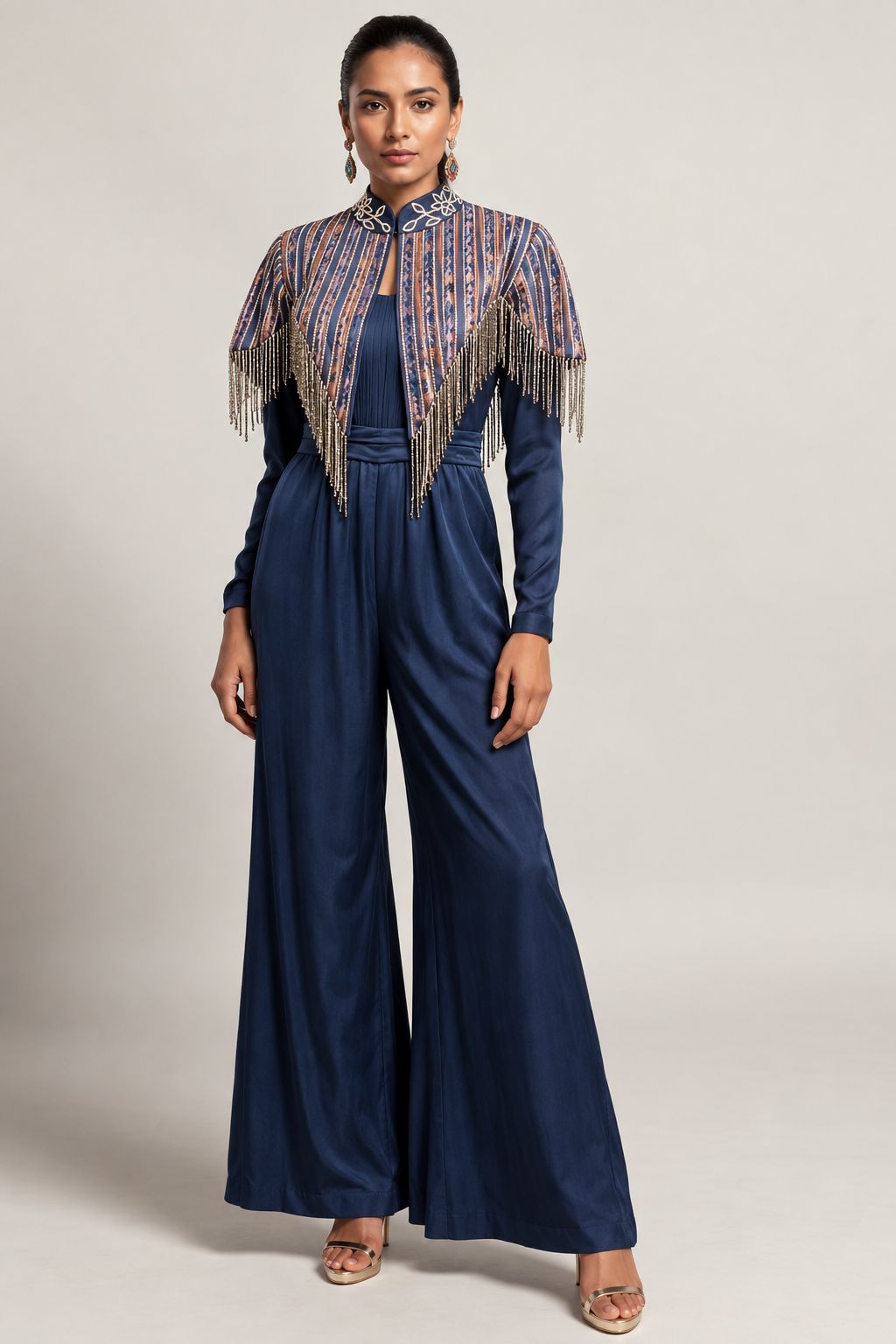 Midnight Zari Fringe Jumpsuit