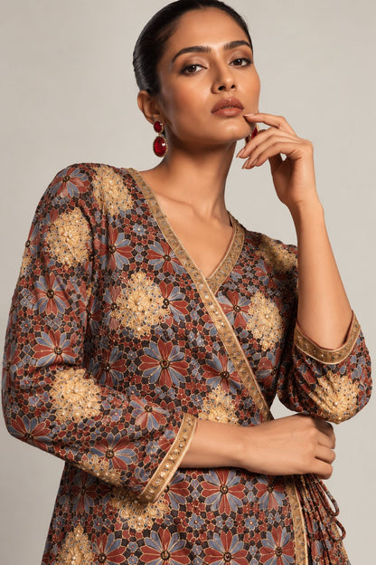 Noir Mehrun Printed Wrap Ensemble