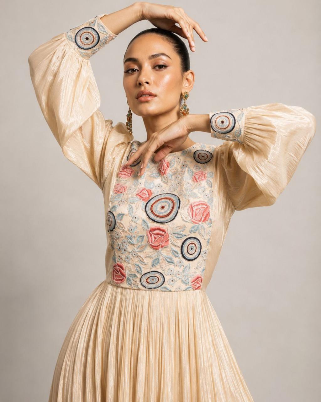 Ivory Embroidered Anarkali Dress