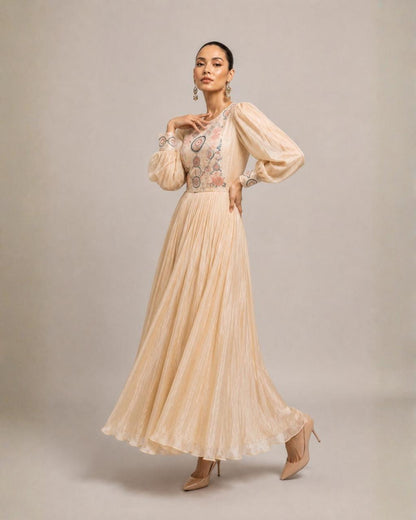 Ivory Embroidered Anarkali Dress