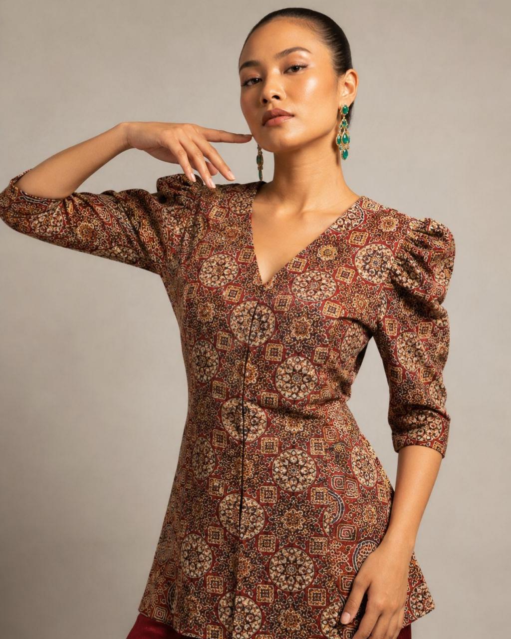 Heritage Print Red Peplum Co-Ord Set