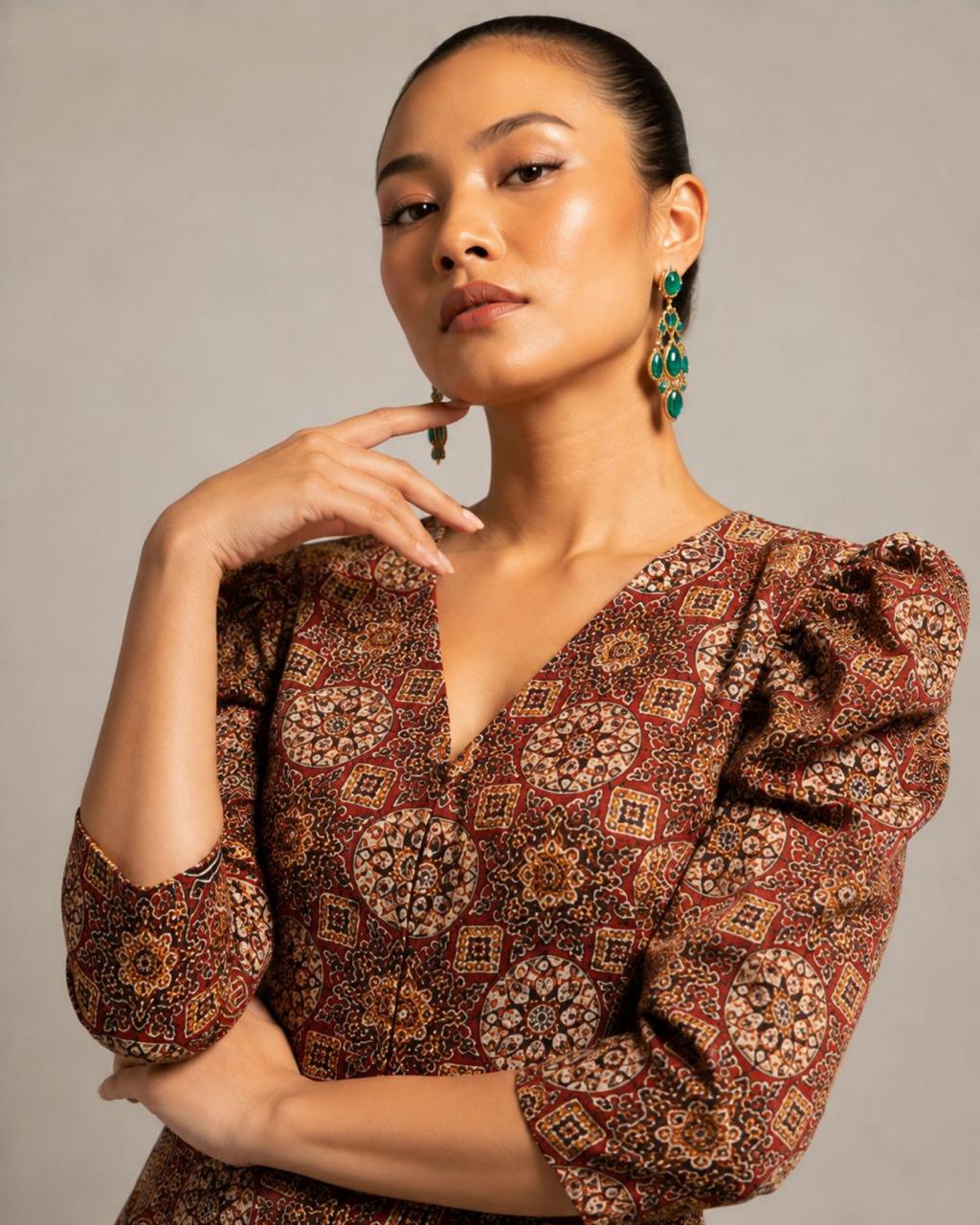 Heritage Print Red Peplum Co-Ord Set