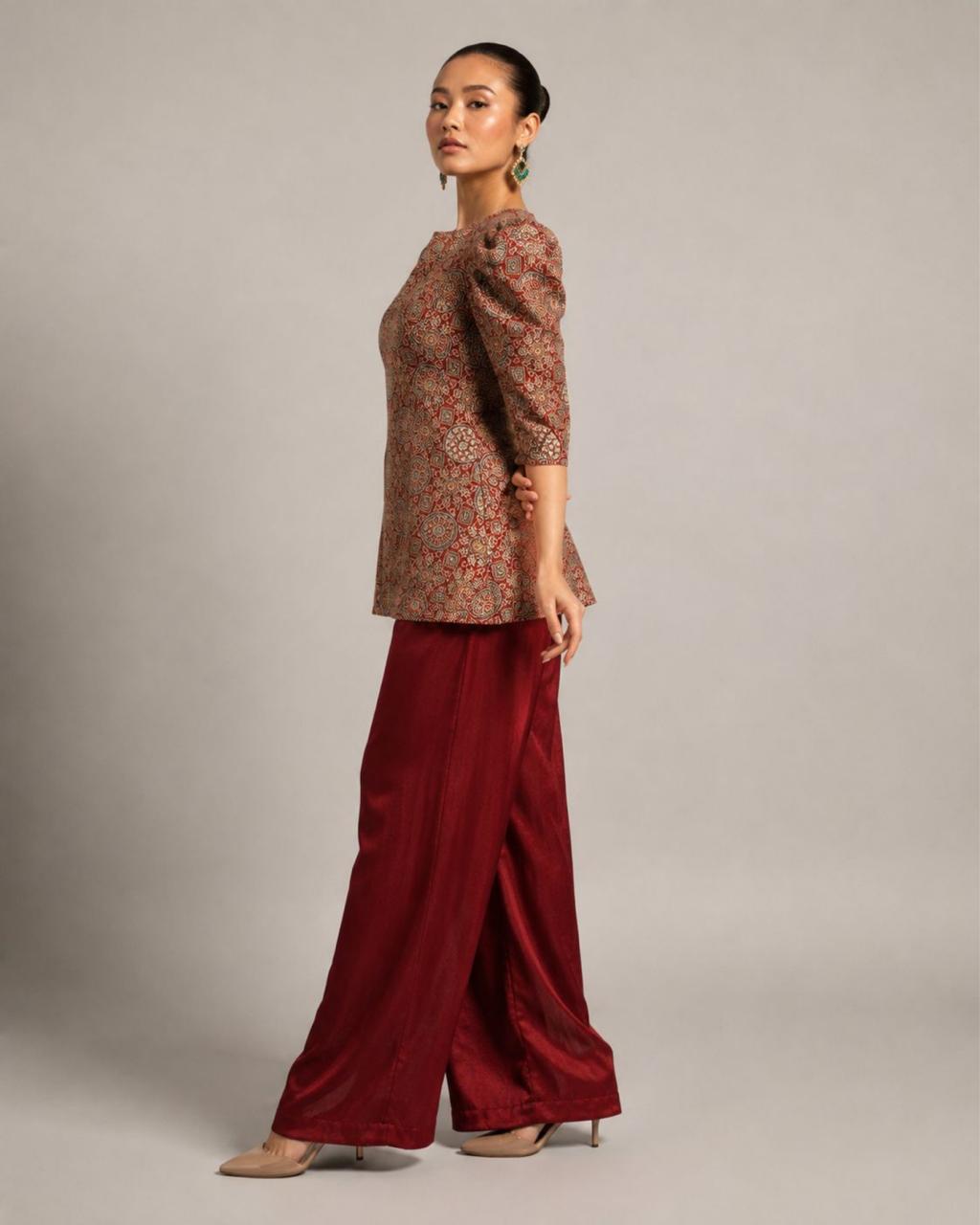 Heritage Print Red Peplum Co-Ord Set