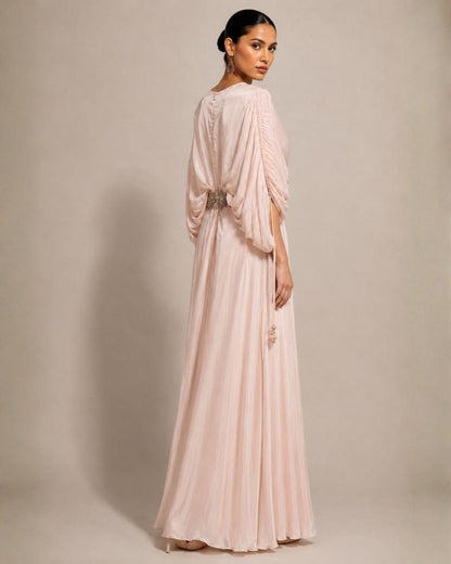 Blush Pink Draped Kaftan Gown