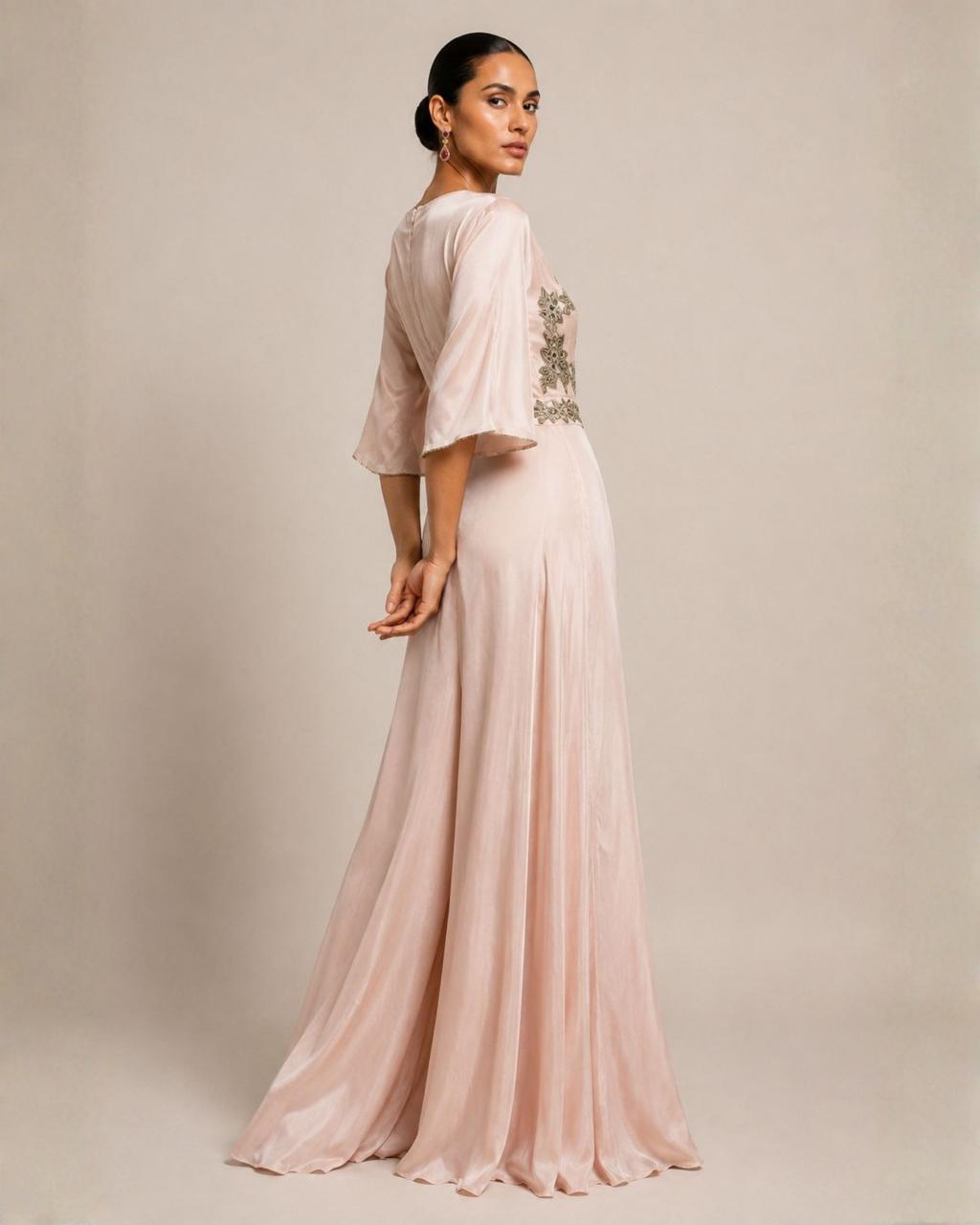 Blush Pink Embroidered Wide-Leg Jumpsuit