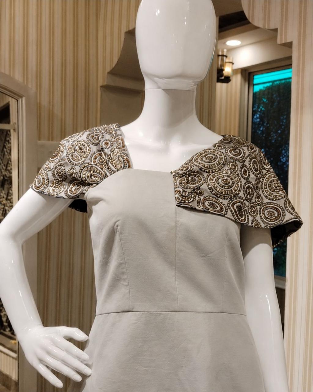 Pearl Grey Peplum Top with Wide-Leg Pants Co-Ord Set