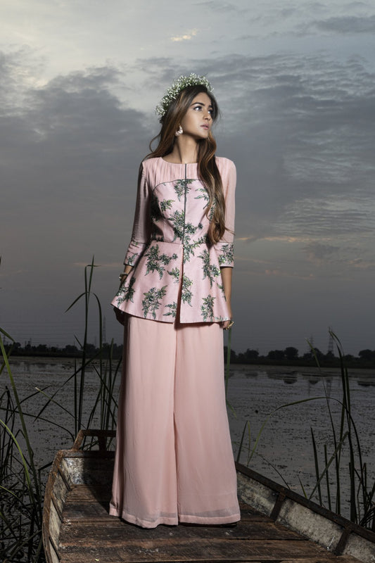 Rossa chanderi pink jumpsuit