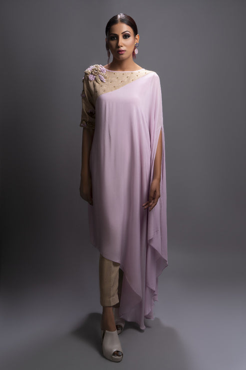 Girls Ethnic Wear, Lavender Off shoulder Tulip Pants Set