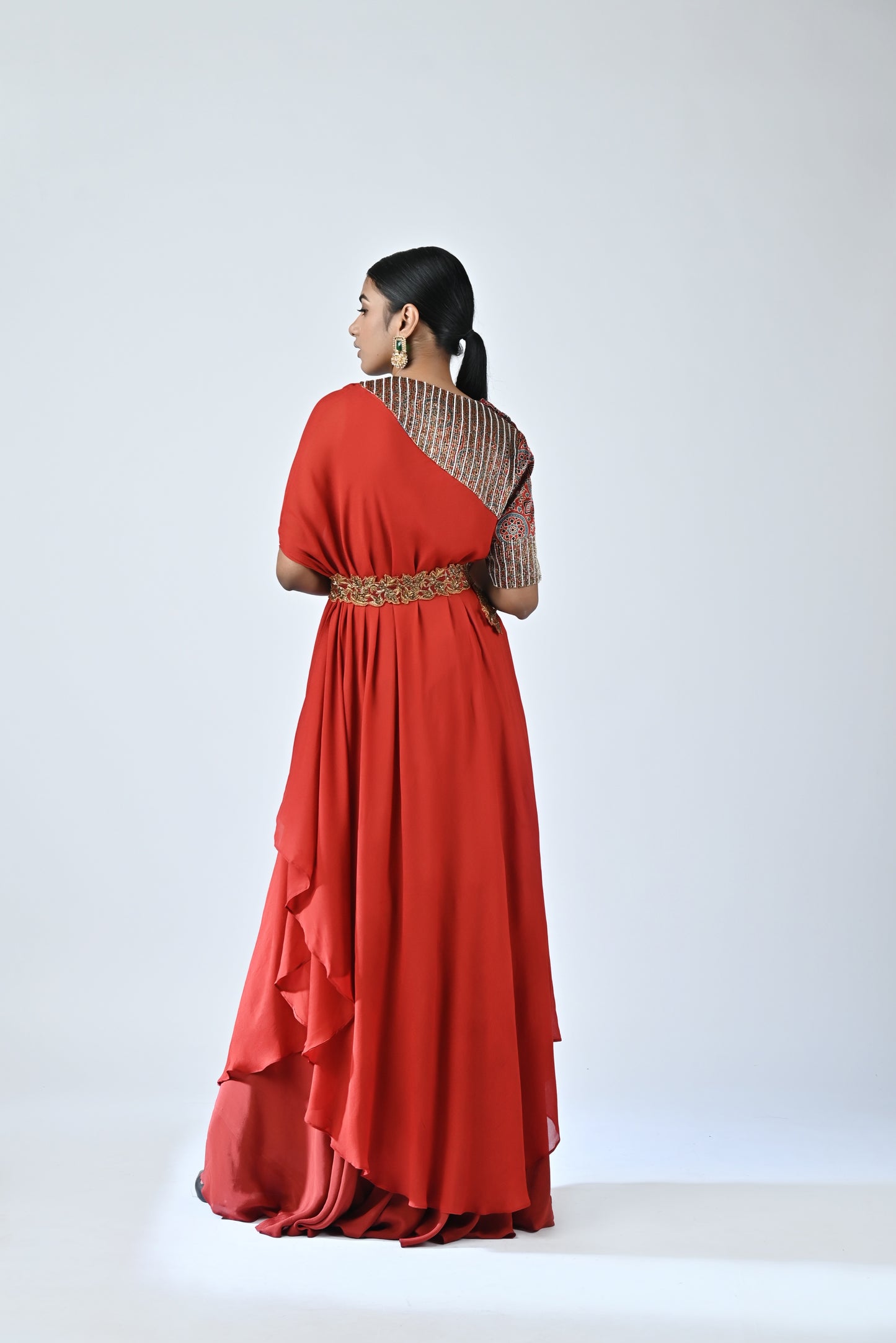Red Embroidered Kaftan Set