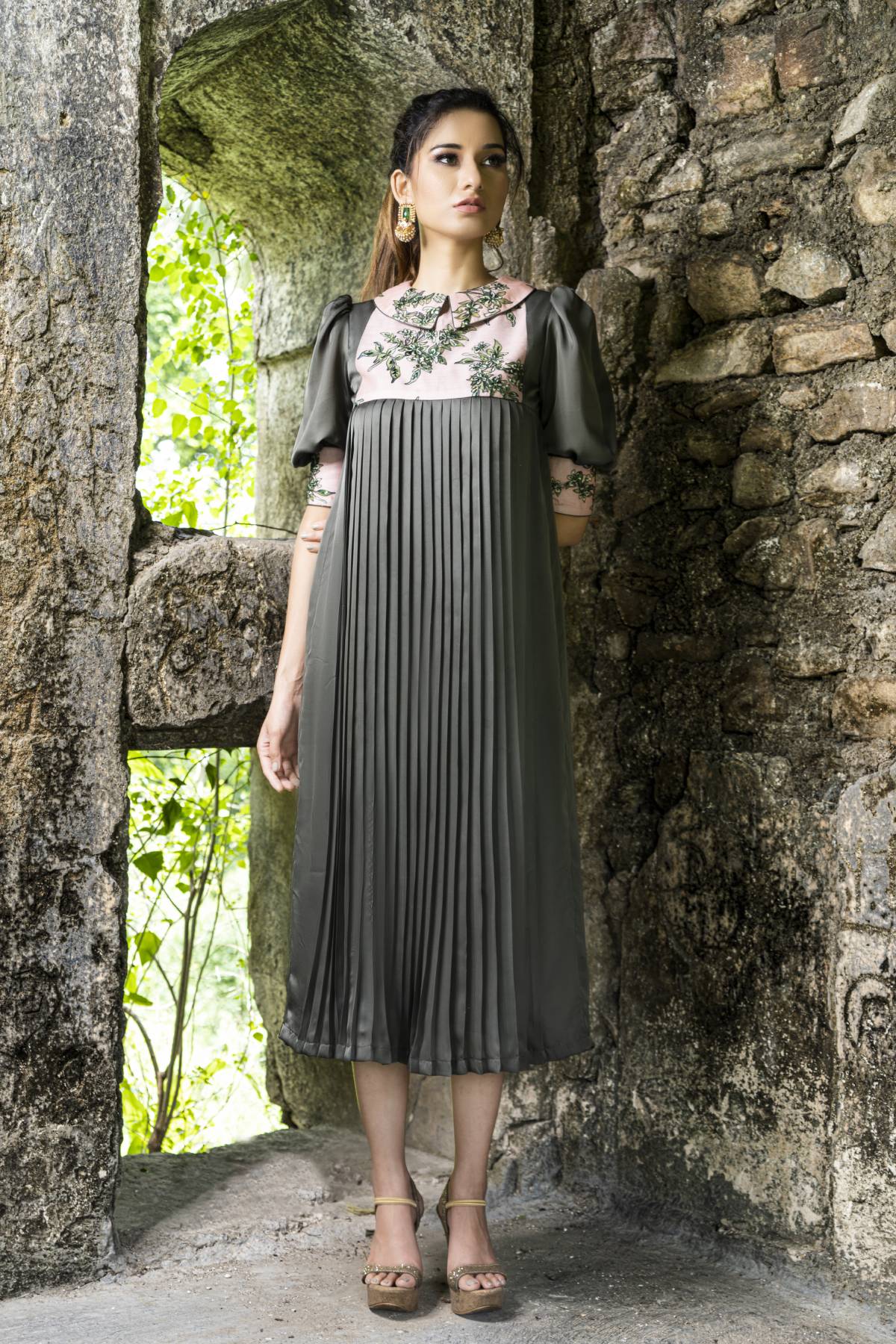 Grey Chanderi dress