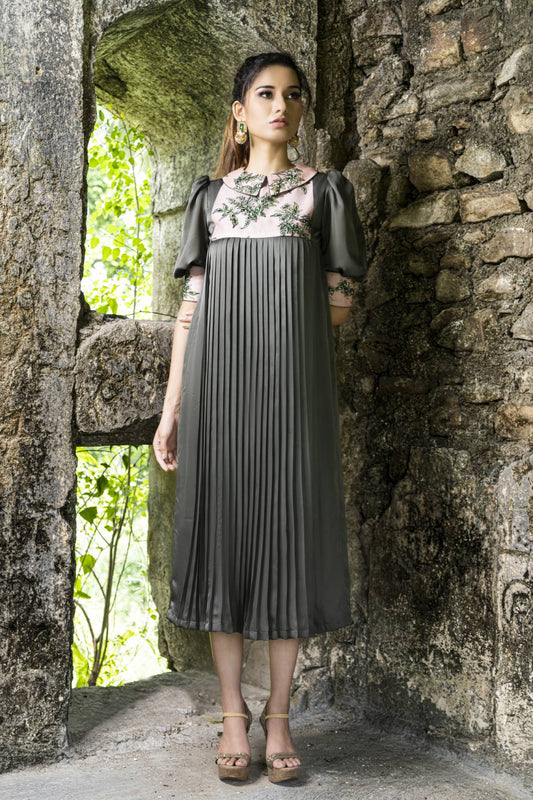 Grey Chanderi dress